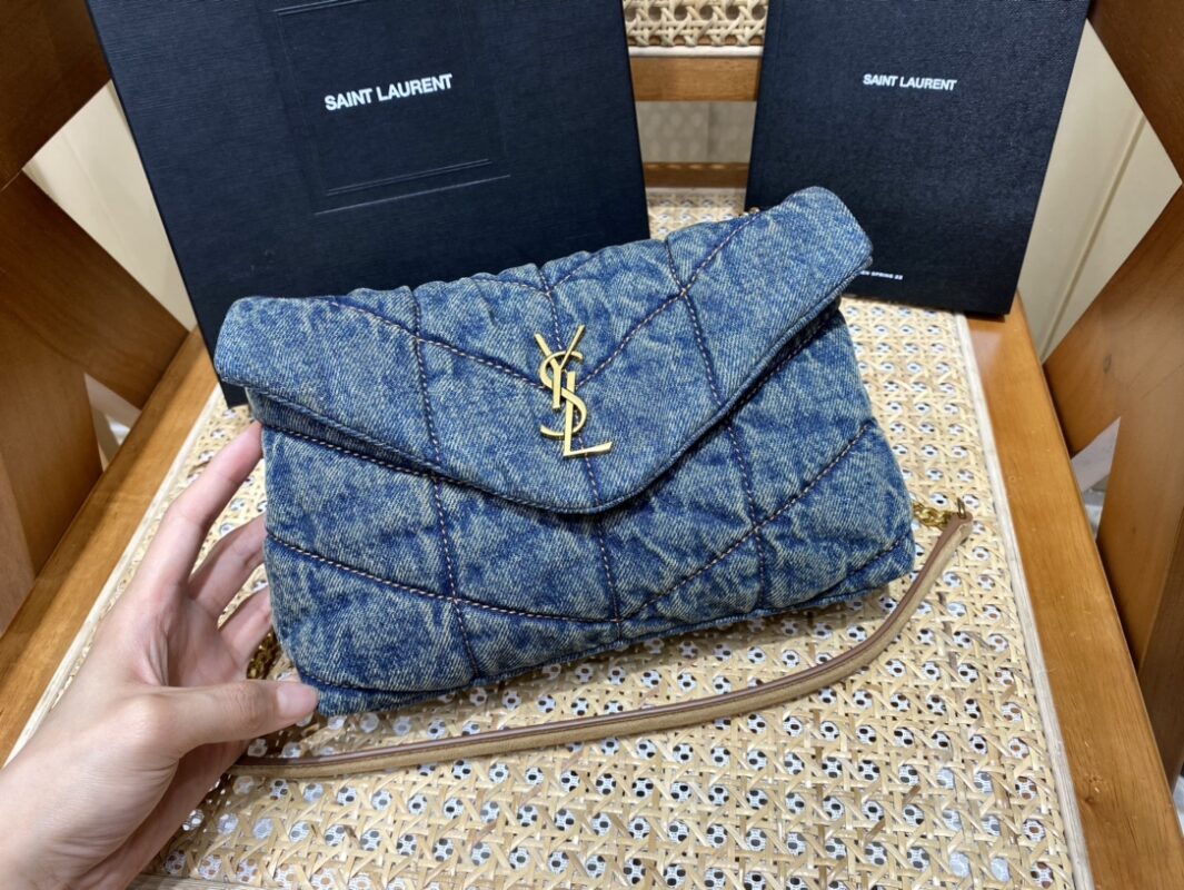 YSL Loulou Puffer 23 Denim Blue