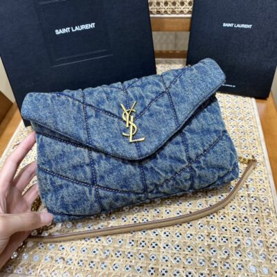 YSL Loulou Puffer 23 Denim Blue