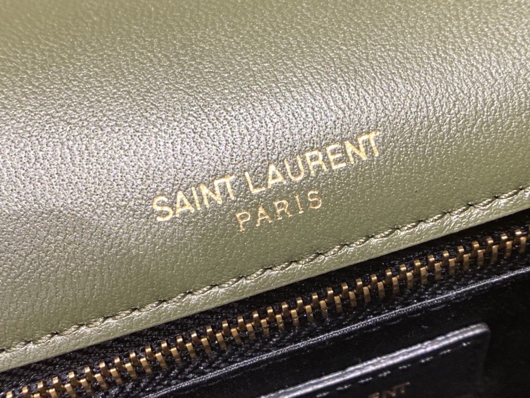 YSL Niki Baby in Lambskin 28 Olive Green - Image 10