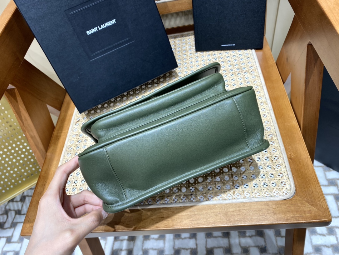 YSL Niki Baby in Lambskin 22 Olive Green - Image 6