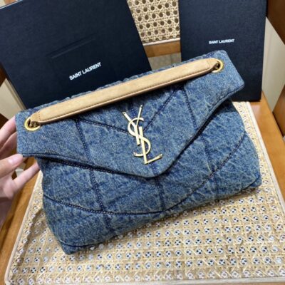 YSL Loulou Puffer 29 Denim Blue