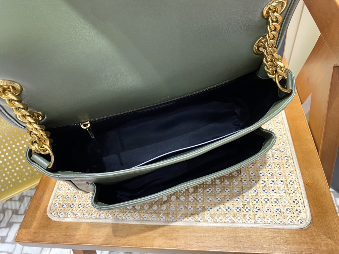 YSL Niki Baby in Lambskin 28 Olive Green - Image 7