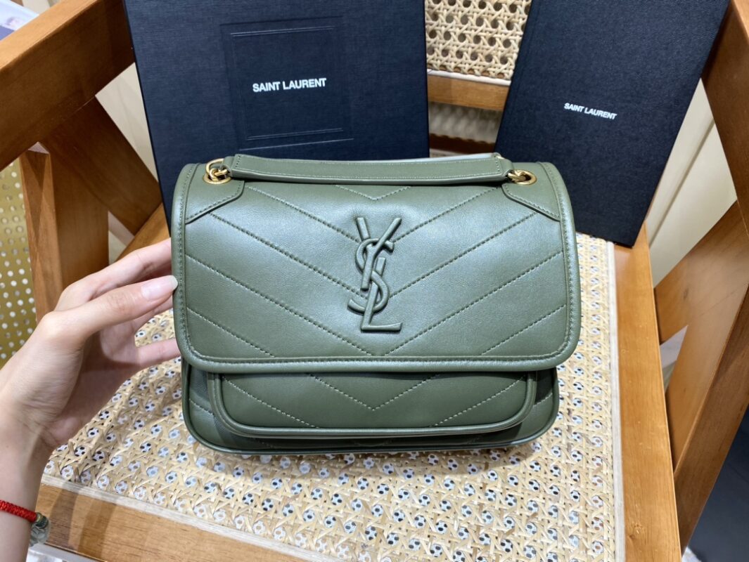 YSL Niki Baby in Lambskin 22 Olive Green