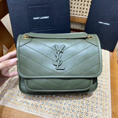 YSL Niki Baby in Lambskin 22 Olive Green