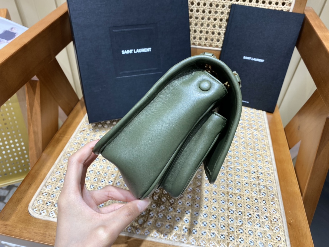 YSL Niki Baby in Lambskin 22 Olive Green - Image 5