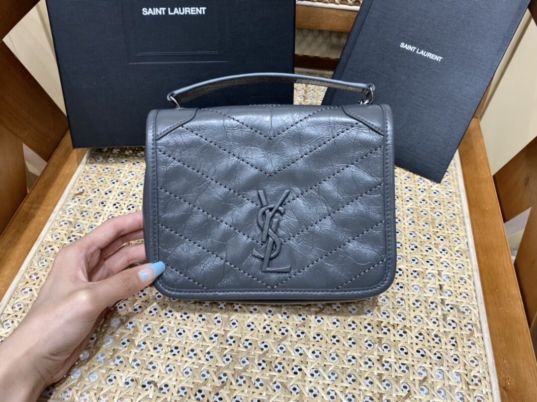 YSL Niki Chain Wallet Dark Blue