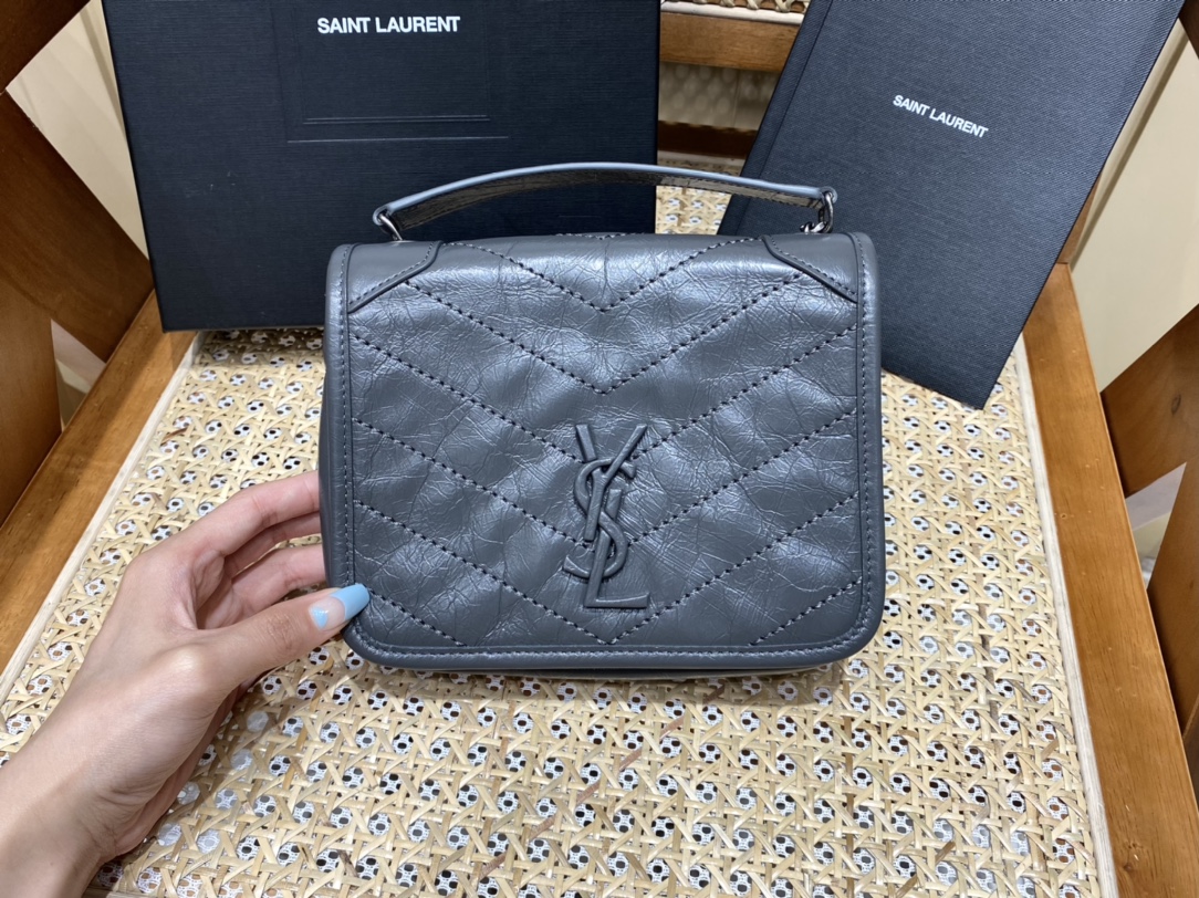 YSL Niki Chain Wallet Dark Blue