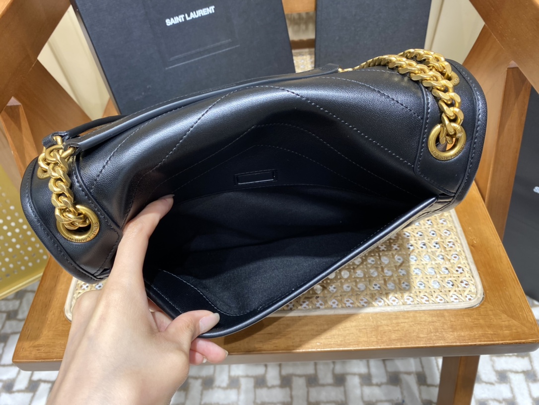 YSL Niki Baby in Lambskin 28 Black - Image 8