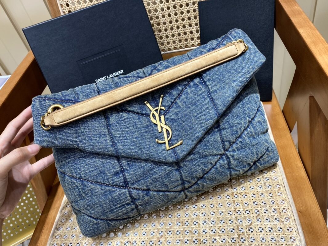 YSL Loulou Puffer 35 Denim Blue