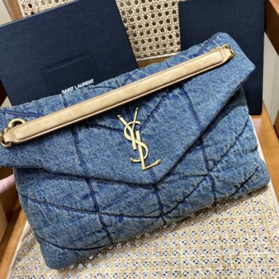 YSL Loulou Puffer 35 Denim Blue
