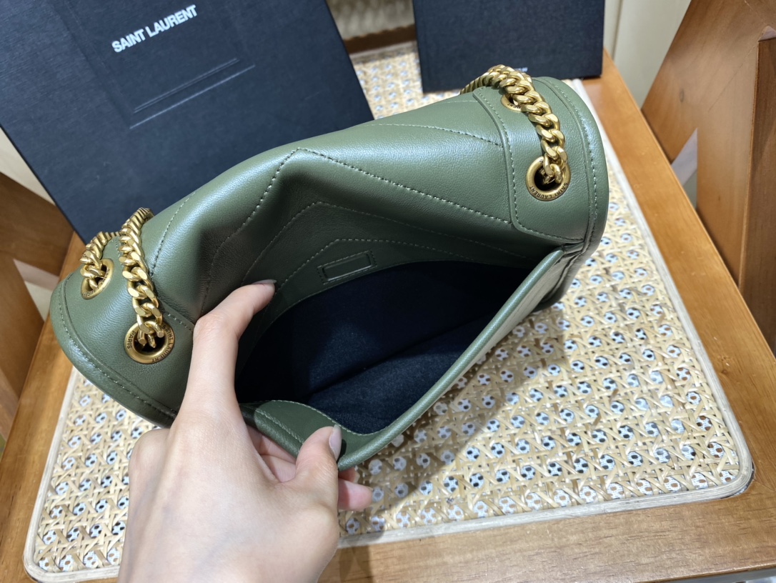 YSL Niki Baby in Lambskin 22 Olive Green - Image 8