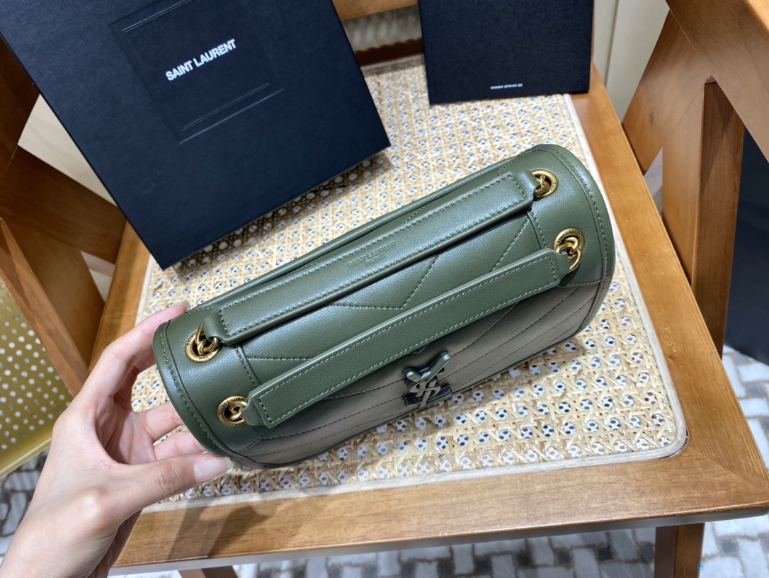 YSL Niki Baby in Lambskin 22 Olive Green - Image 4