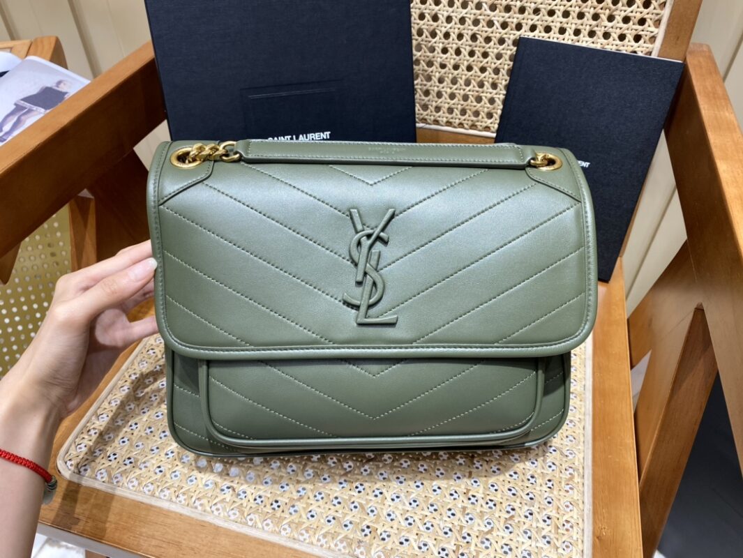 YSL Niki Baby in Lambskin 28 Olive Green