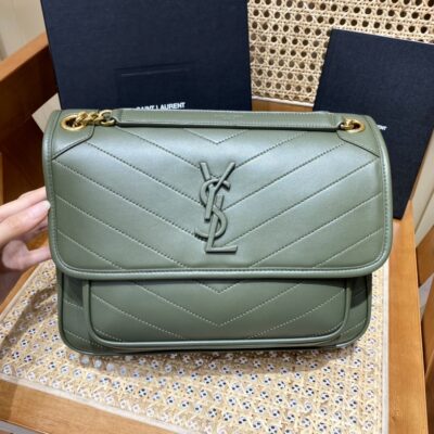 YSL Niki Baby in Lambskin 28 Olive Green