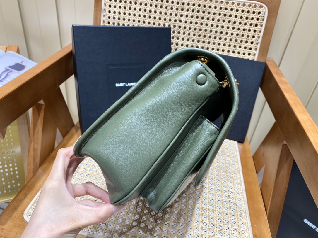 YSL Niki Baby in Lambskin 28 Olive Green - Image 4