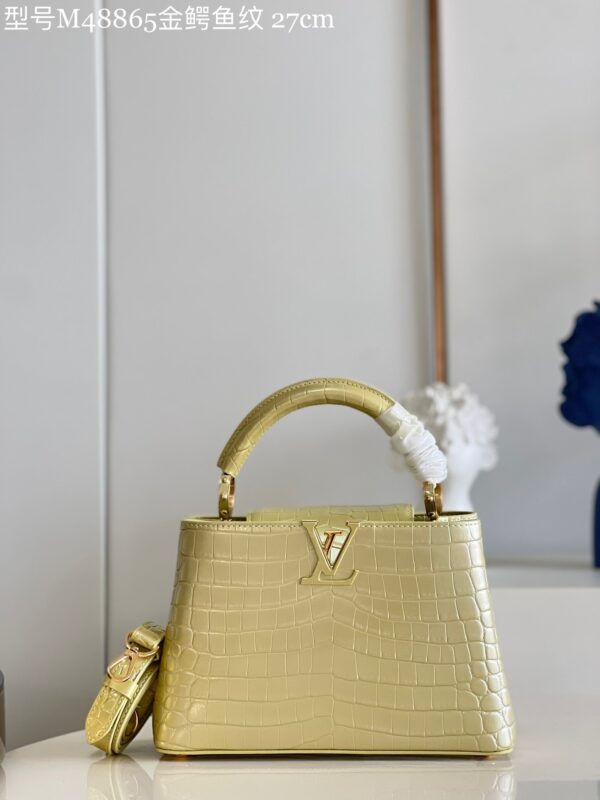Louis Vuitton Capucines BB Small Handbag in Gold Crocodile