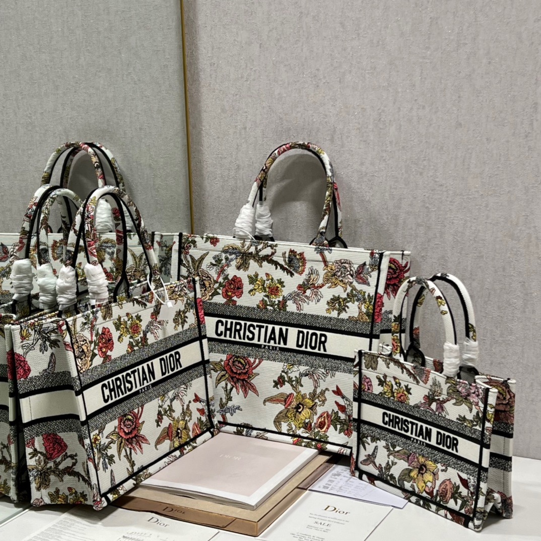 Dior Mini Book Tote Bag in Peony White - Image 4