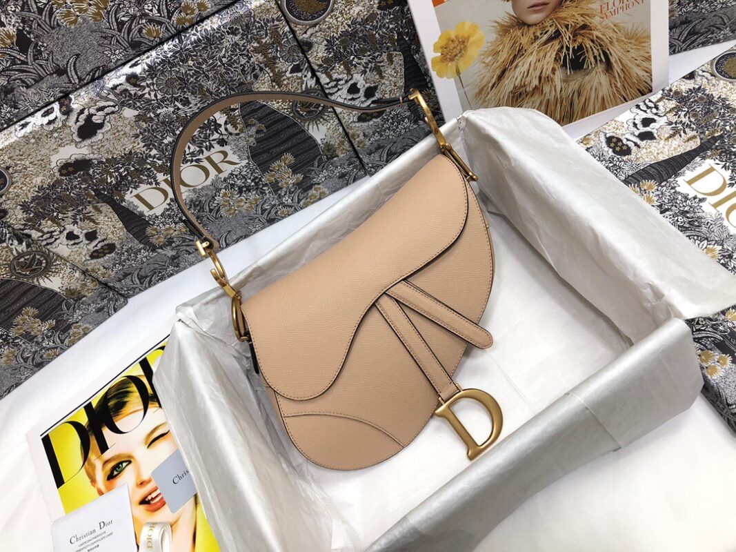 Dior Saddle Bag 25.5 Caflskin Beige