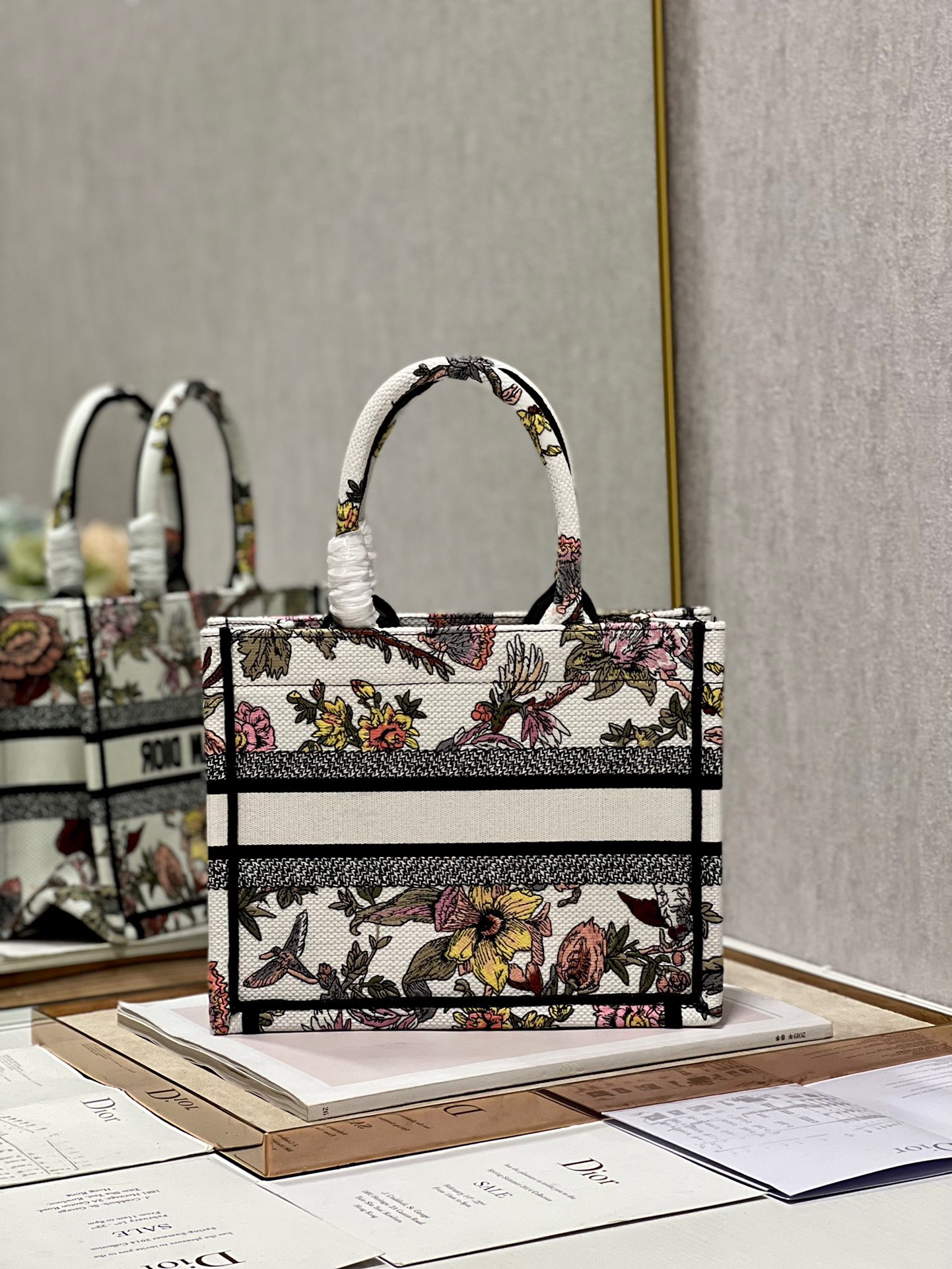 Dior Mini Book Tote Bag in Peony White - Image 10