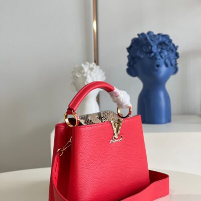 Louis Vuitton Capucines BB Small Handbag in Red&Snake