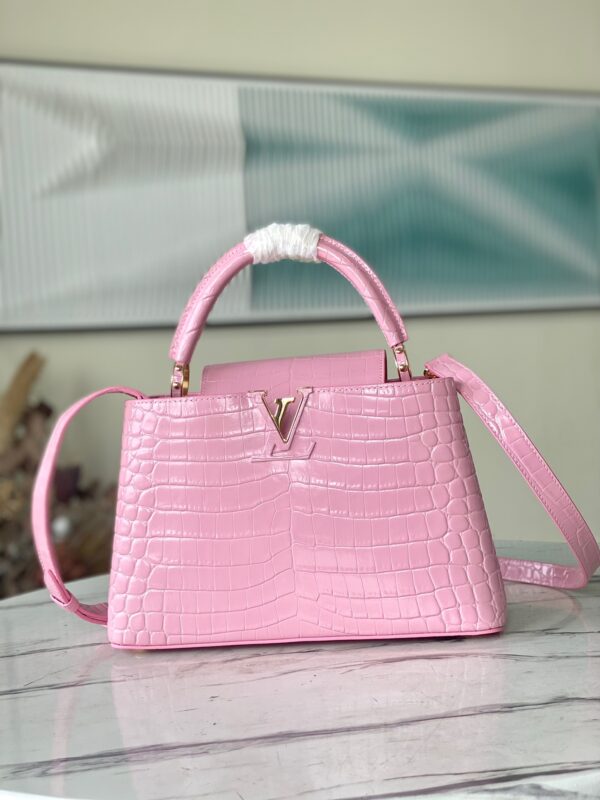 Louis Vuitton Capucines BB Medium Handbag in Pink Crocodile