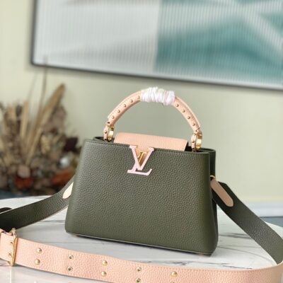 Louis Vuitton Capucines BB Small Handbag in Army Green&Pink
