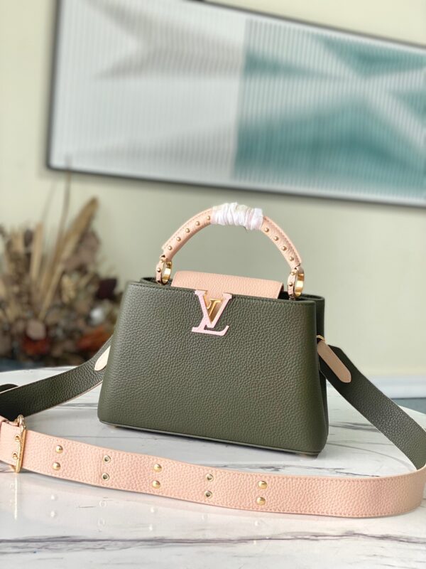 Louis Vuitton Capucines BB Small Handbag in Army Green&Pink