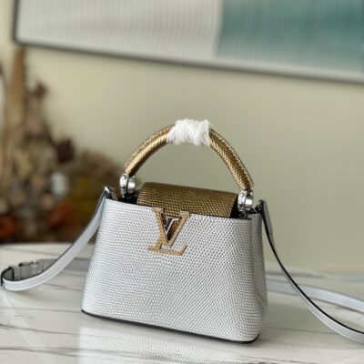 Louis Vuitton Capucines Mini Handbag in Silver and Gold
