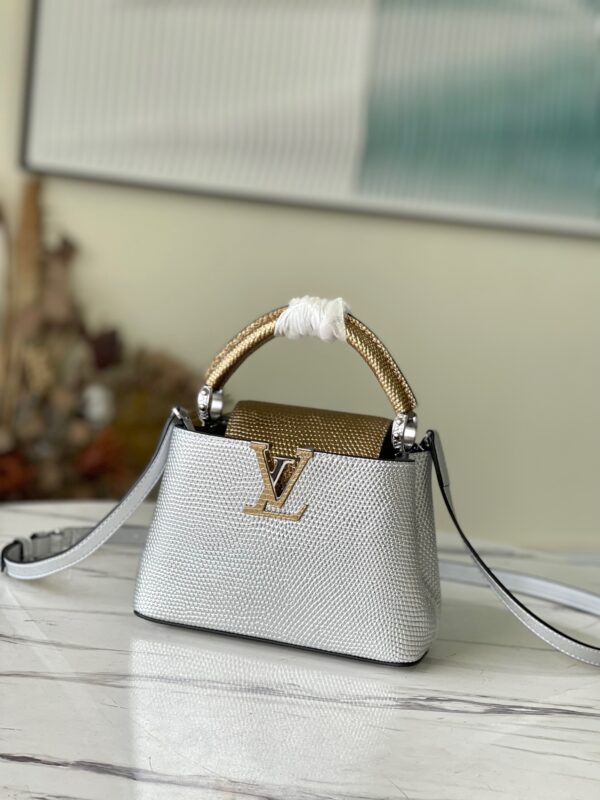 Louis Vuitton Capucines Mini Handbag in Silver and Gold
