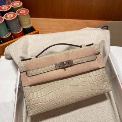 Kelly Pochette Matte Alligator Beton