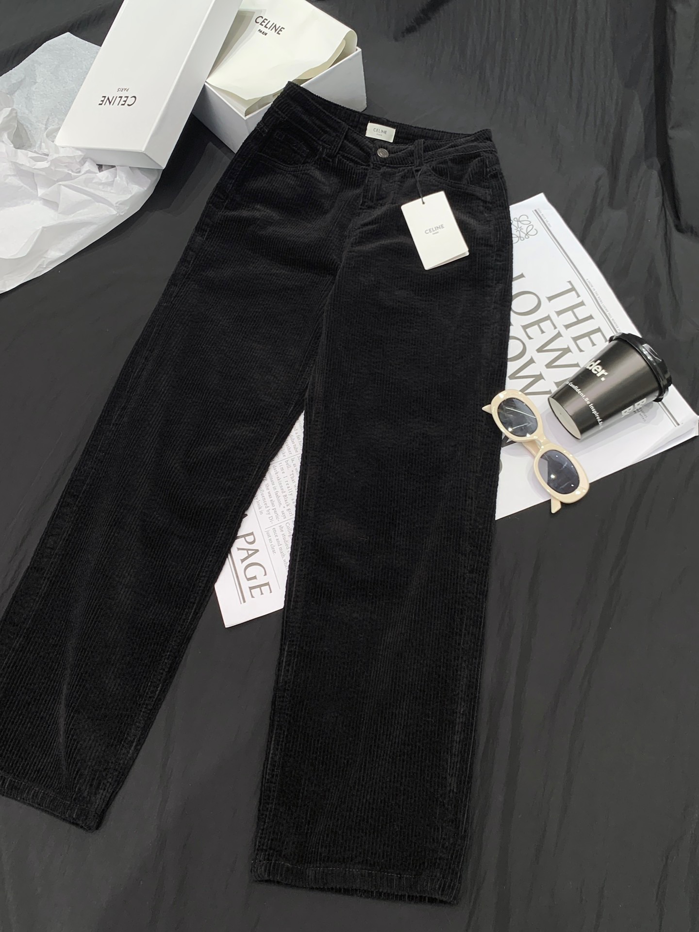 fb638e_15c9bceeb818434d9c6c89d871045105mv2.jpg Celine Corduroy Straight-leg Pants - Image 1