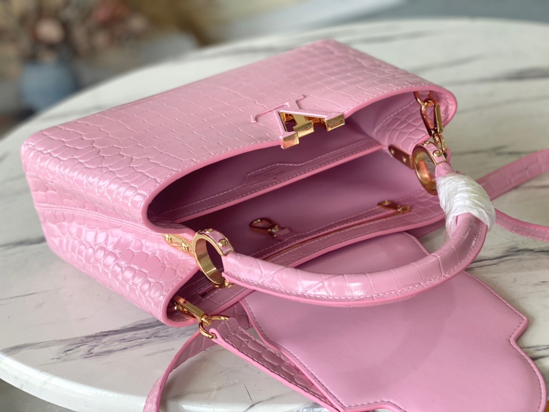 Louis Vuitton Capucines BB Medium Handbag in Pink Crocodile - Image 9