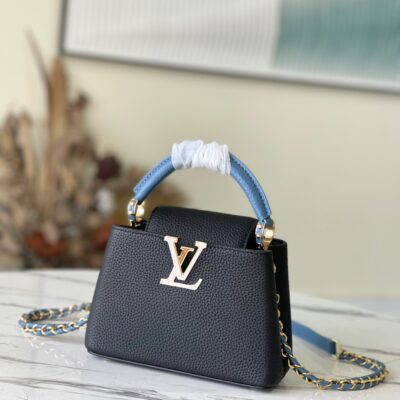 Louis Vuitton Capucines Mini Handbag in Black&Blue