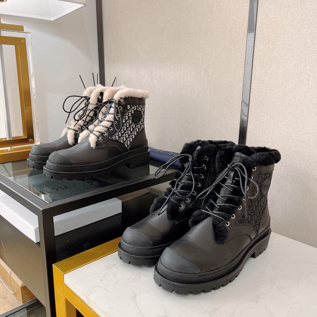 Dior Explorer Lace-up Wool Boots