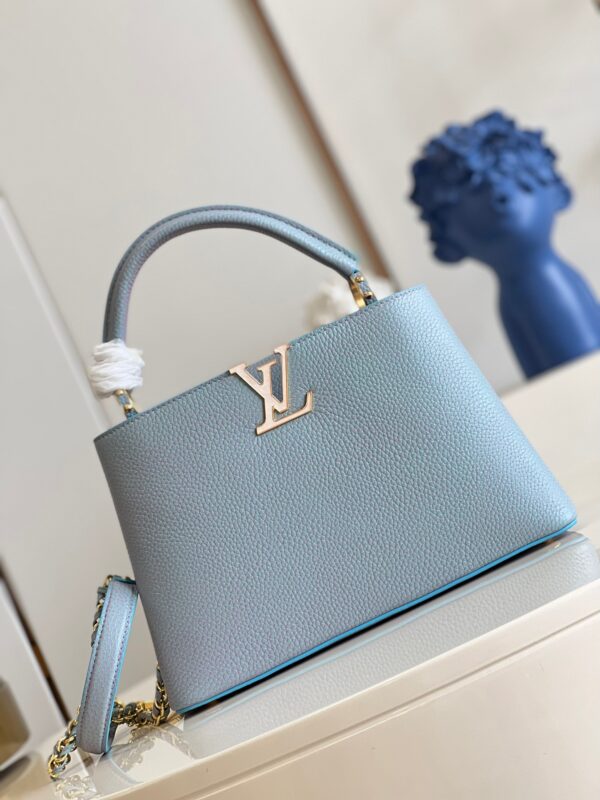 Louis Vuitton Capucines BB Medium Handbag in Stardust Pearl Blue