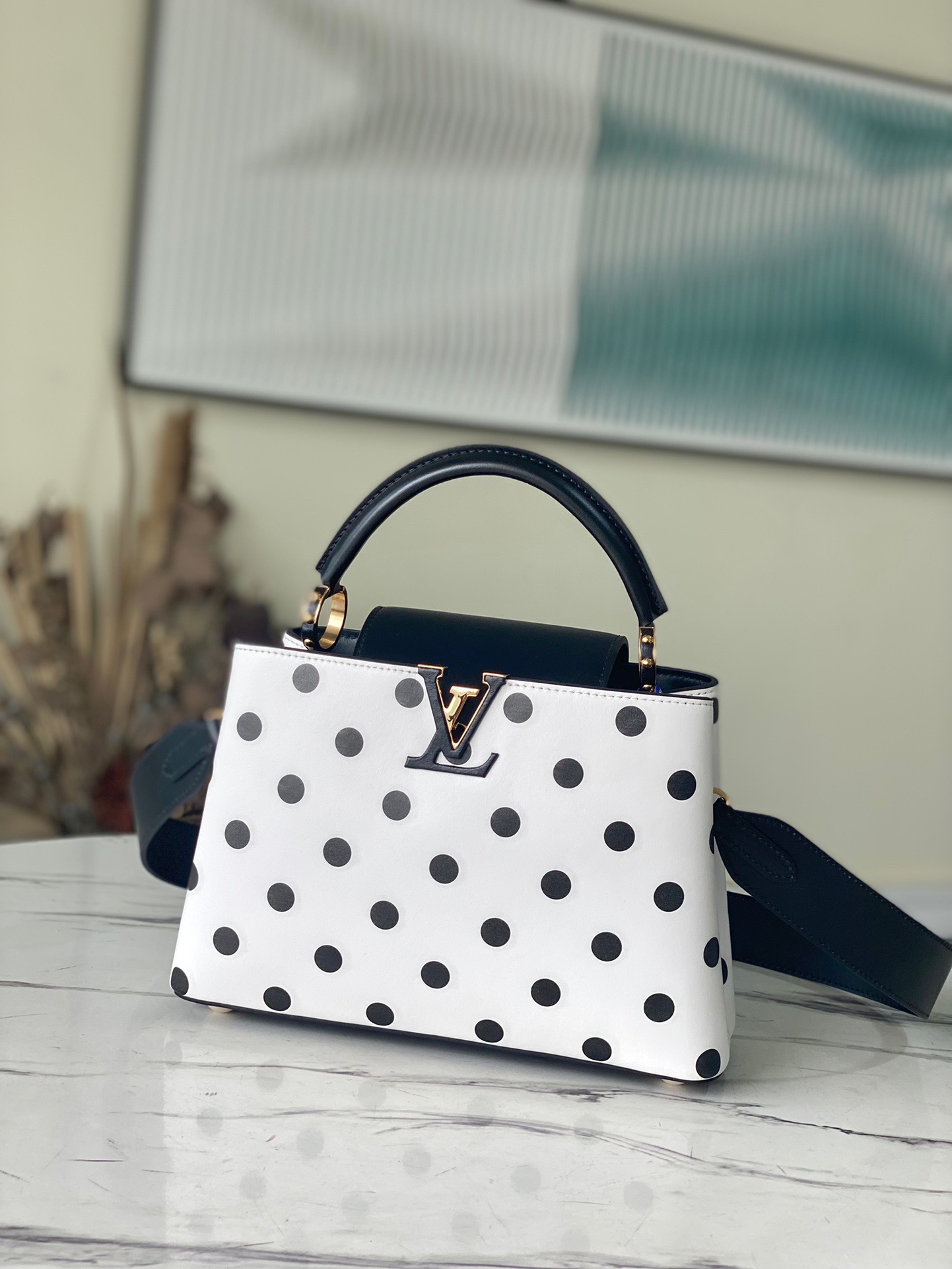fb638e_210940f899514631892e717083a9367cmv2.jpg Vuitton Capucines BB Small Handbag in Polka Dot - Image 1