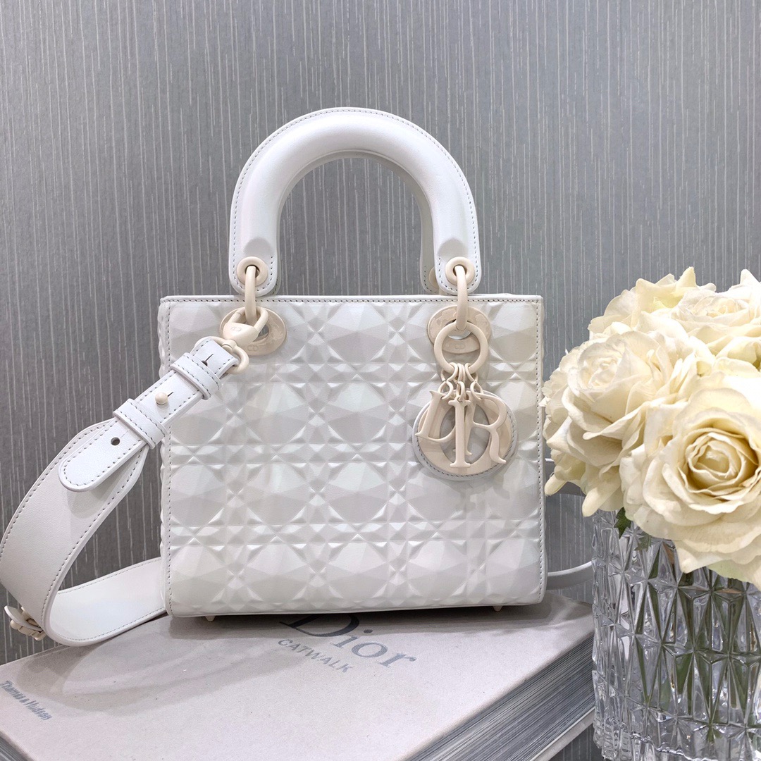 Lady Dior Small Bag in White - Image 3