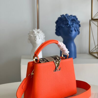 Louis Vuitton Capucines BB Small Handbag in Orange&Snake