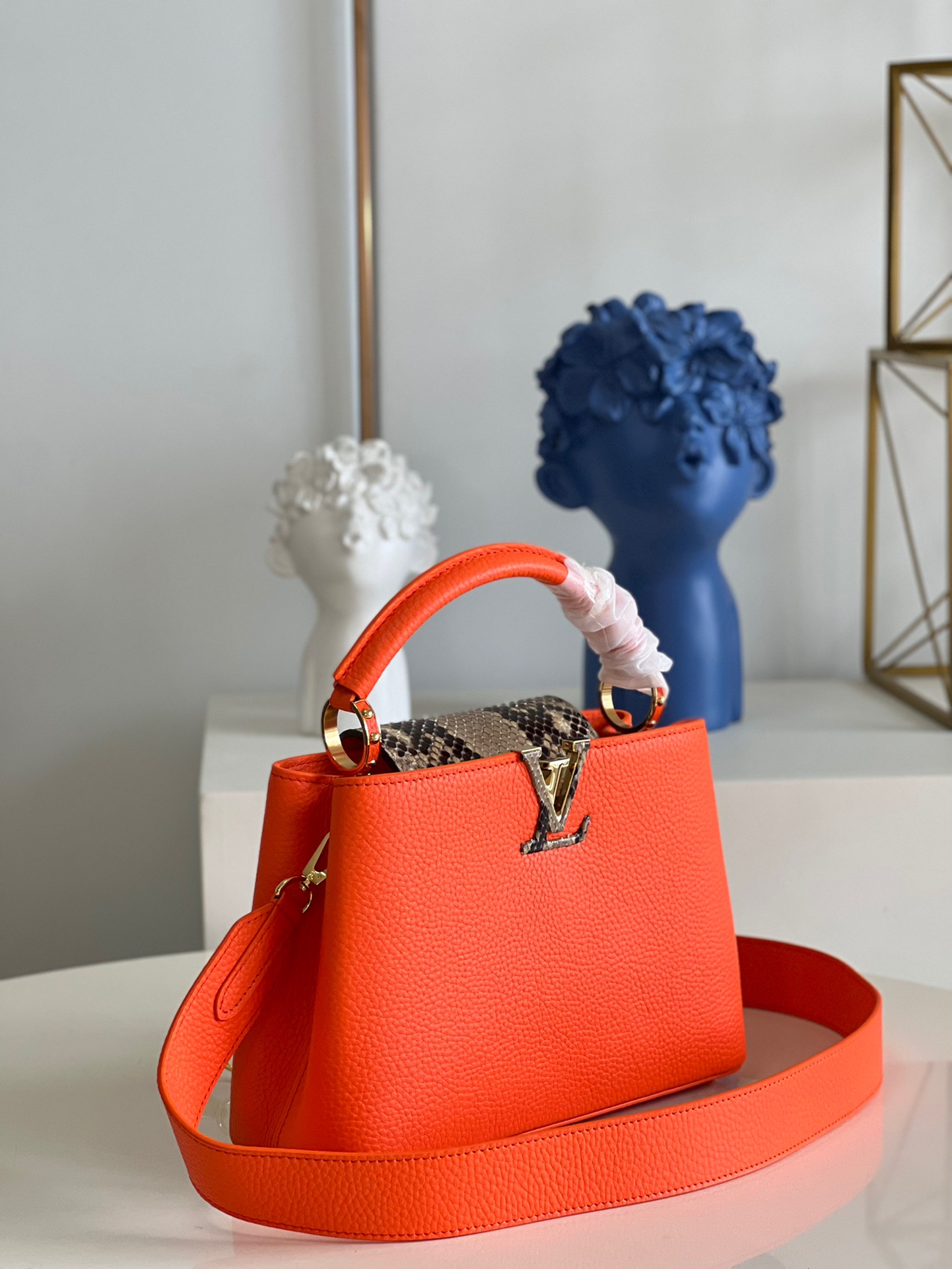 Louis Vuitton Capucines BB Small Handbag in Orange&Snake