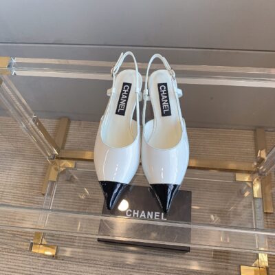 Chanel Pure White Slingback Shoes