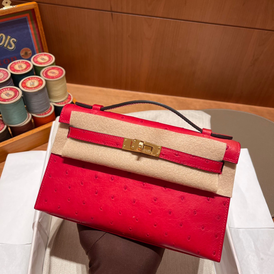 fb638e_255bd26d7eec45d89a9f83acf9dda39cmv2.jpg Kelly Pochette Ostrich Rouge Casaque - Image 1