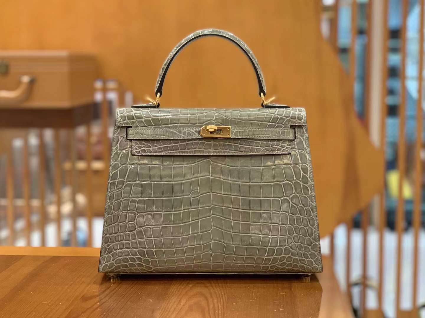 fb638e_258c4ee8fa63446a8880e032c13ff461mv2.jpg Kelly 25 Crocodile Niloticus Shiny Turtle Dove Grey - Image 1