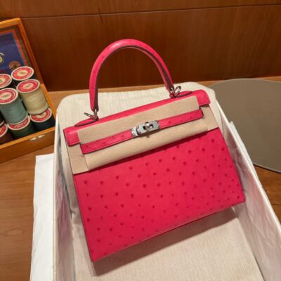 Kelly 25 Ostrich Candy Pink