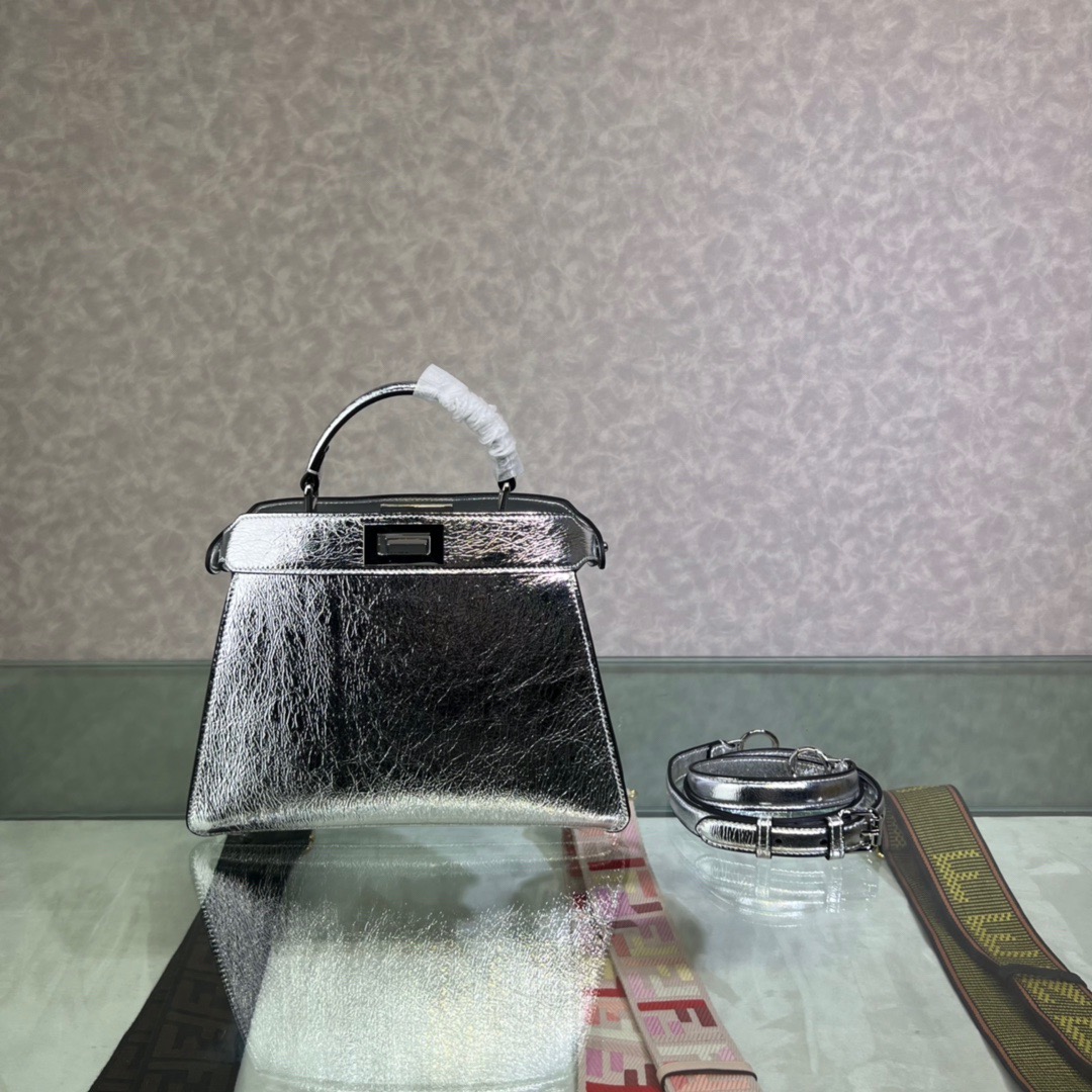 Fendi Peekaboo ISeeU Small Bag in Silver-tone - Image 10