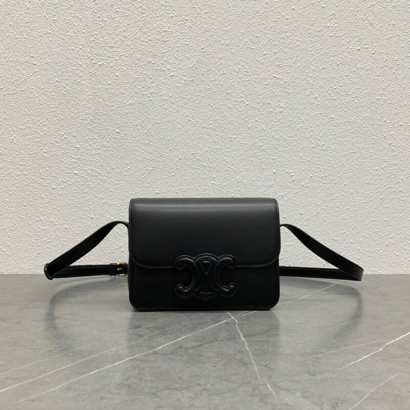 Celine Arc de Triomphe Shoulder Bag in Black Calfskin
