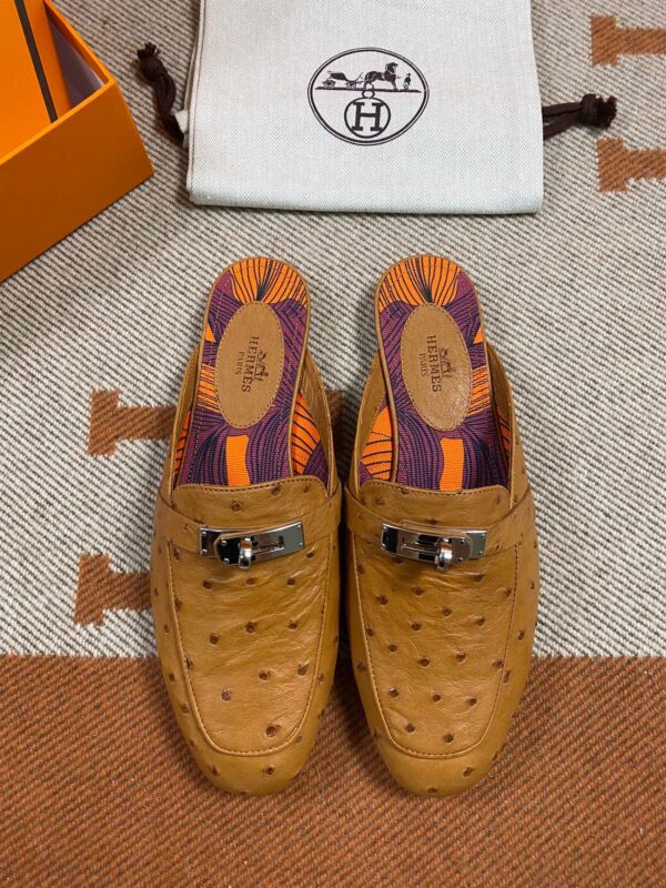 Hermes Mules in Ostrich (Fully Handmade)