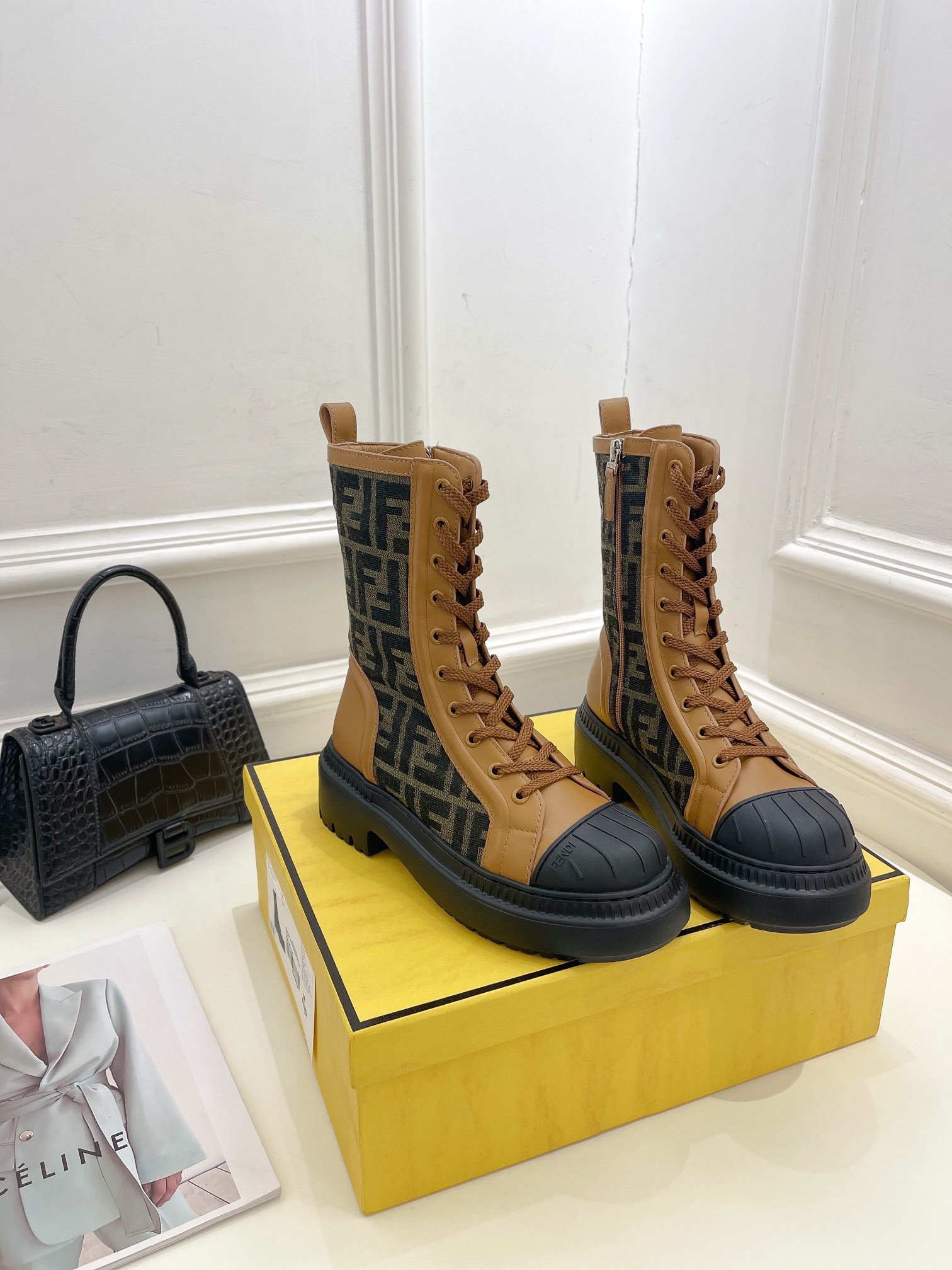 Fendi Lace-up Ankle Boots