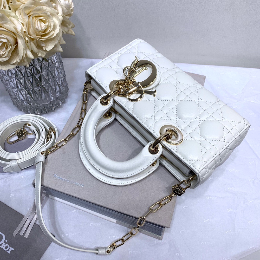 Dior Lady D-joy 26 Bag in White - Image 4