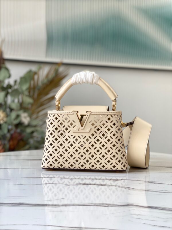 Louis Vuitton Capucines Mini Cutout Handbag in Light Beige