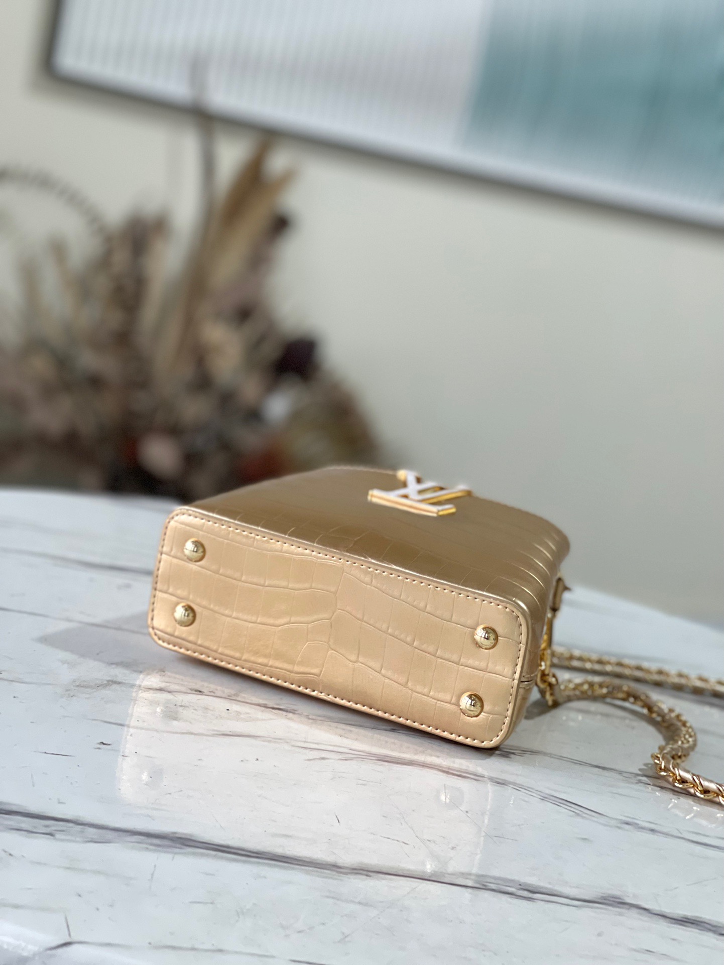 Louis Vuitton Capucines BB Small Handbag inGold Crocodile - Image 5